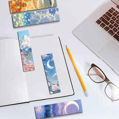 Set of 30 or 60 Oil Painting Style Bookmarks – Dreamy Landscape Art for Book Lovers