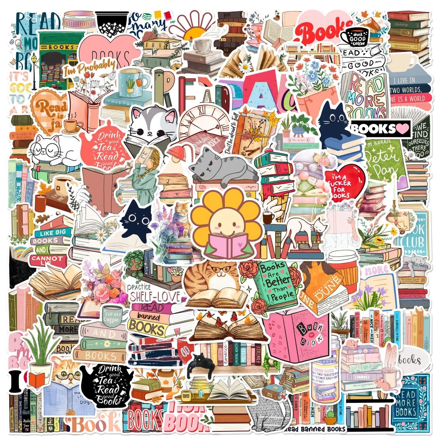 10/50/100pcs Bookish Stickers – Cute & Aesthetic Reader Decals (Includes Smut, Dark Romance & More)