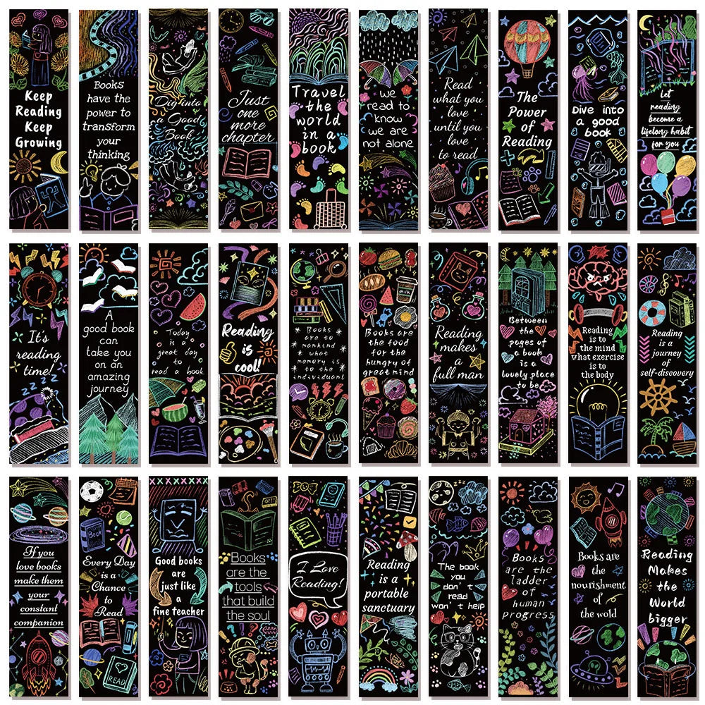 Set of 30 Inspirational Reading Bookmarks – Colourful Book Annotations & Creative Gifts for Book Lovers