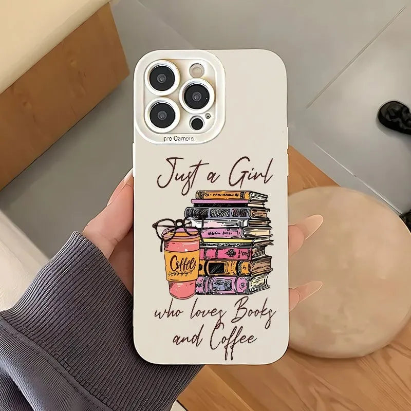 “Just a Girl Who Loves Books & Coffee” iPhone Case – Compatible with iPhone 7 to 17 Series