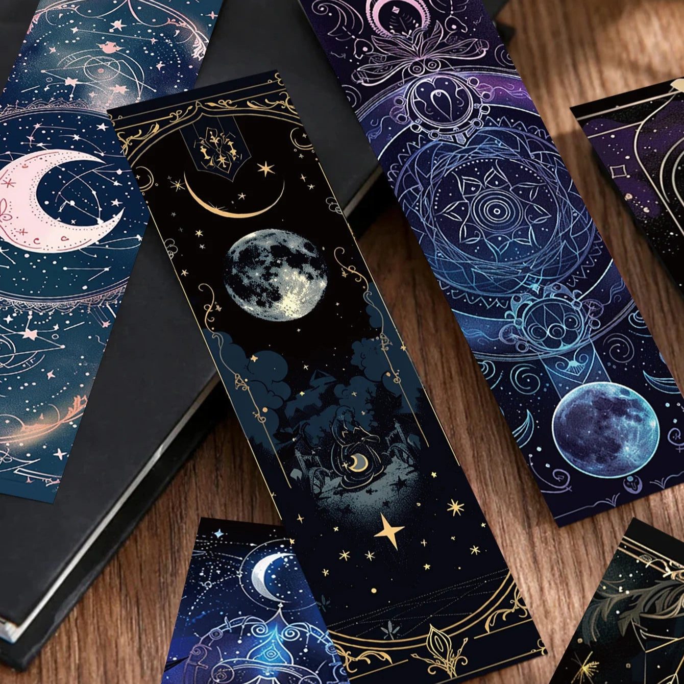 Set of 30 Cosmic Baroque Bookmarks – Celestial Designs for Annotating Books, Journals & Notebooks