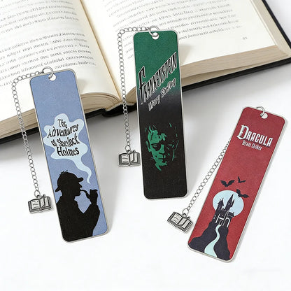 'Sherlock Holmes', 'Frankenstein' & 'Dracula' Metal Bookmarks – Gothic Mystery Novel Bookmarks for Book Lovers & Readers