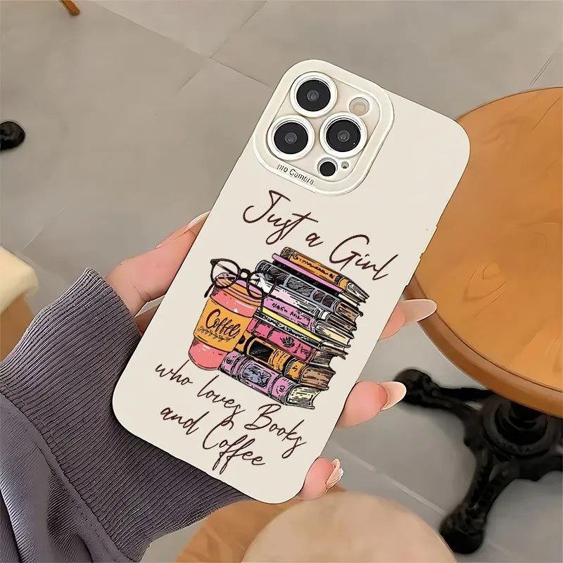 “Just a Girl Who Loves Books & Coffee” iPhone Case – Compatible with iPhone 7 to 17 Series