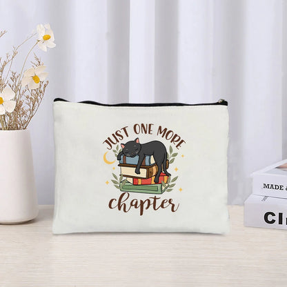 Book Lovers Canvas Pouch – Cute Organiser, Pencil Case & Makeup Bag