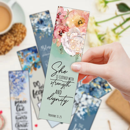 Set of 30 Floral Bible Verse Bookmarks – Inspirational Christian Gift for Readers & Bible Study