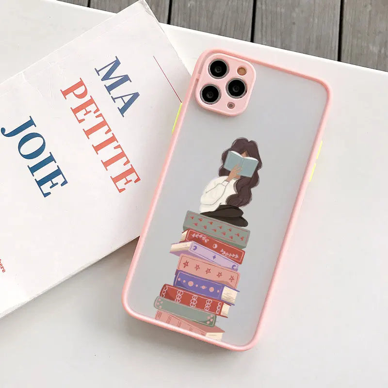 Bookish Girl iPhone Case – Cute Shockproof Cover for iPhone X–17 Pro Max, Mini & Plus