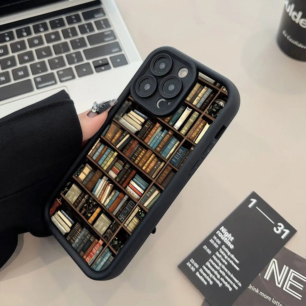 Bookshelf Pattern Soft Shockproof Case – Compatible with Google Pixel 7–9 Series