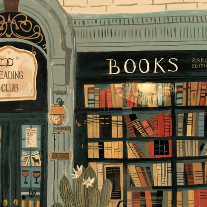 Cosy Bookshop Art Print (No Frame) – Bookstore Wall Decor for Book Lovers & Readers