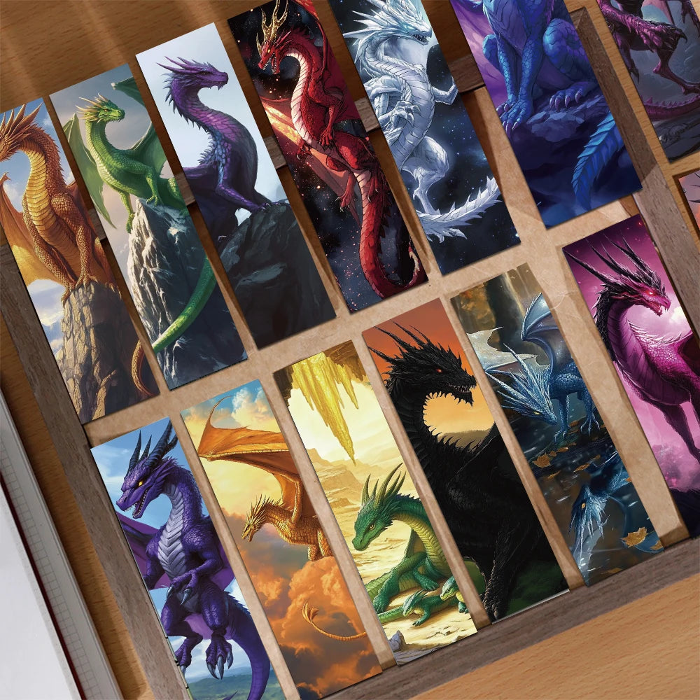 Set of 30 Fantasy-Themed Dragon Bookmarks – Unique and Aesthetic Bookmarks for Readers