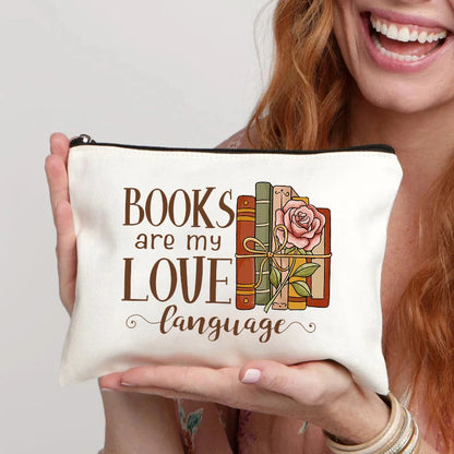 Book Lovers Canvas Pouch – Cute Organiser, Pencil Case & Makeup Bag
