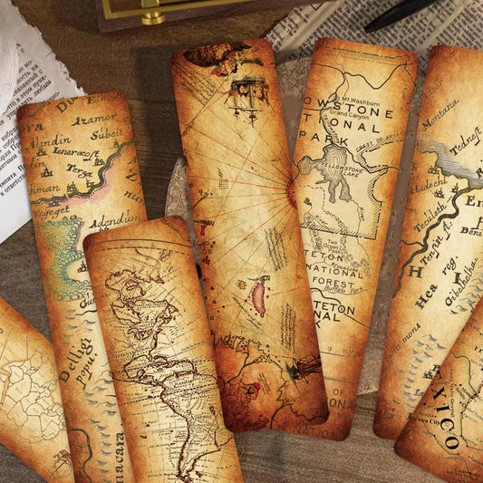 Set of 30 Vintage Map Bookmarks – Antique-Style Page Markers for Books, Journaling & Study