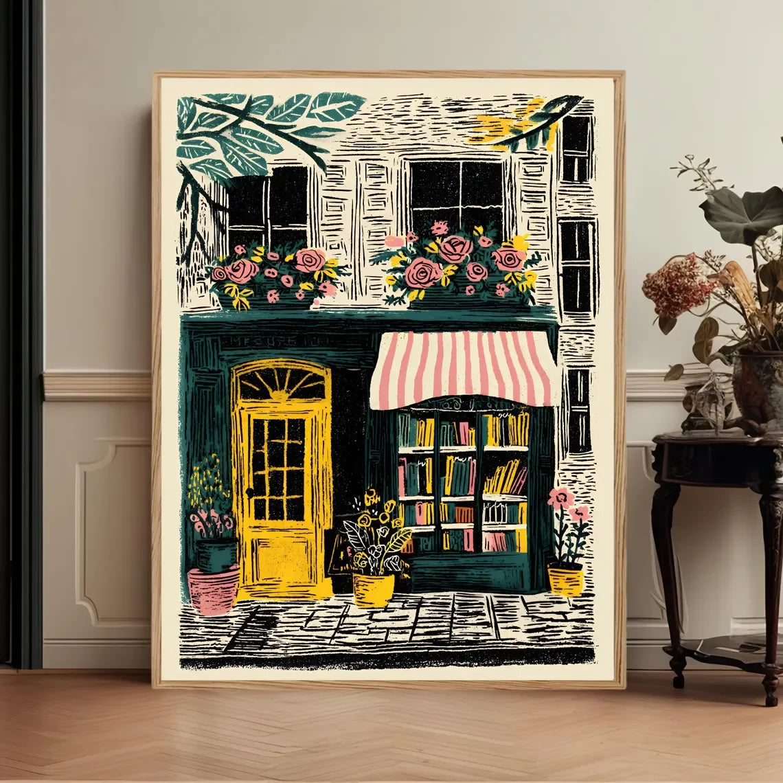 Cosy Bookshop Art Print (No Frame) – Bookstore Wall Decor for Book Lovers & Readers