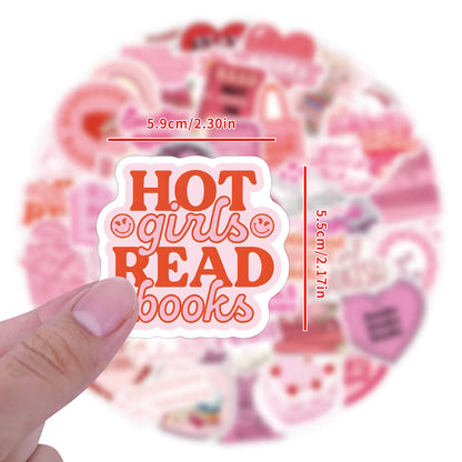 60pcs Pink Bookish Stickers – Cute Reading Stickers for Laptop, Phone, Diary & Water Bottle