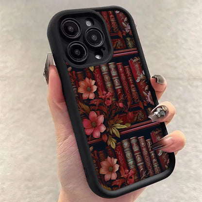 Floral Bookshelf iPhone Case – Shockproof Cover for iPhone 11-17 Pro Max