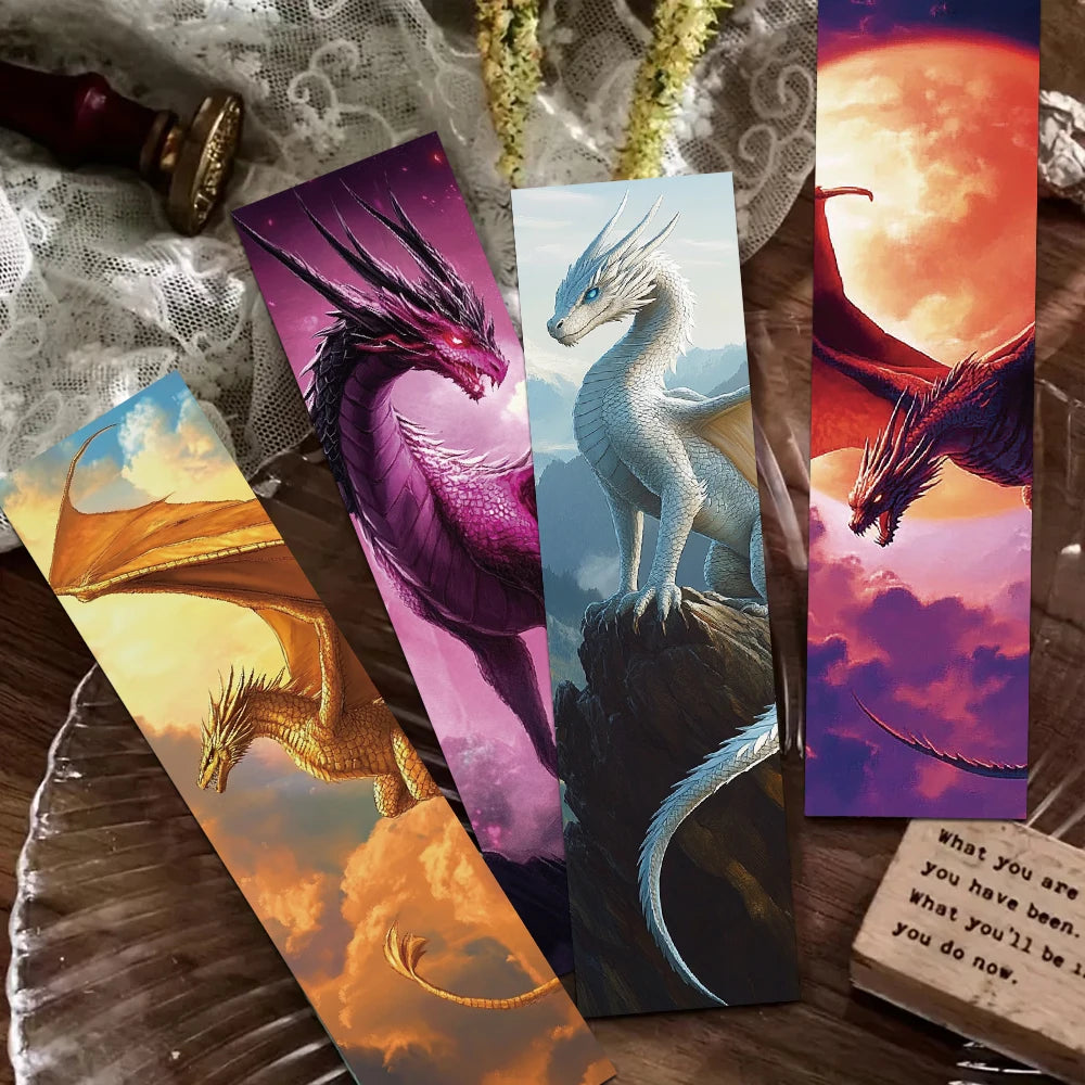 Set of 30 Fantasy-Themed Dragon Bookmarks – Unique and Aesthetic Bookmarks for Readers