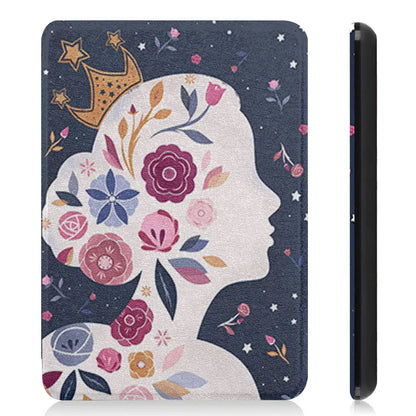 Celestial Moon & Floral Majesty Kindle Case – Fits Kindle Paperwhite (12th, 11th, 10th Gen) and Kindle Basic (11th Gen) – Faux Leather