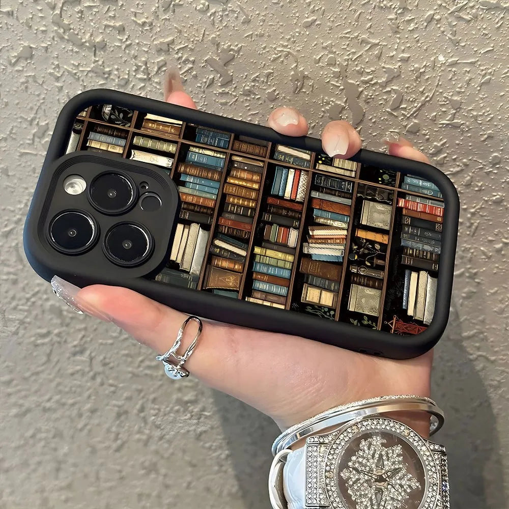 Bookshelf Pattern Soft Shockproof Case – Compatible with Google Pixel 7–9 Series