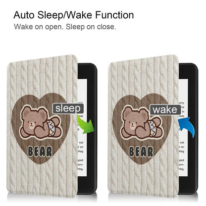 Cherry & Bear Kindle Cases – Faux Leather & Silicone Soft Shell for Basic & Paperwhite (10th–12th Gen)