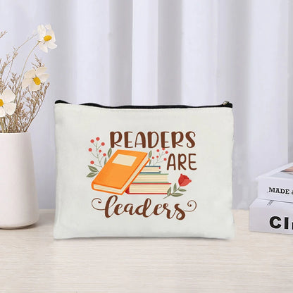 Book Lovers Canvas Pouch – Cute Organiser, Pencil Case & Makeup Bag