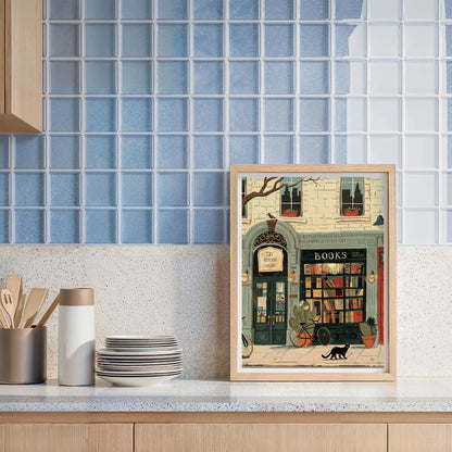 Cosy Bookshop Art Print (No Frame) – Bookstore Wall Decor for Book Lovers & Readers