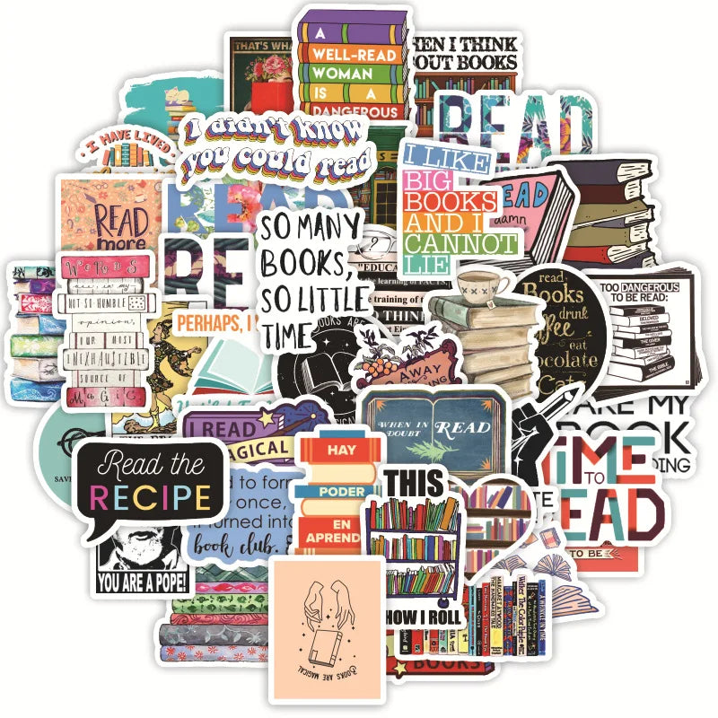10/30/50/100pcs Reading Mood Stickers – Waterproof Vinyl for Books, Laptops & More