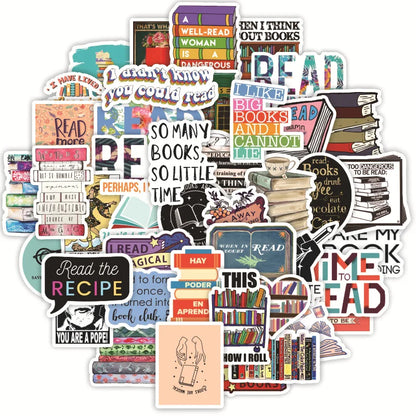 10/30/50/100pcs Reading Mood Stickers – Waterproof Vinyl for Books, Laptops & More