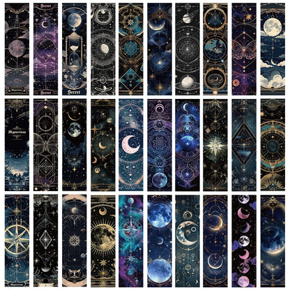 Set of 30 Cosmic Baroque Bookmarks – Celestial Designs for Annotating Books, Journals & Notebooks