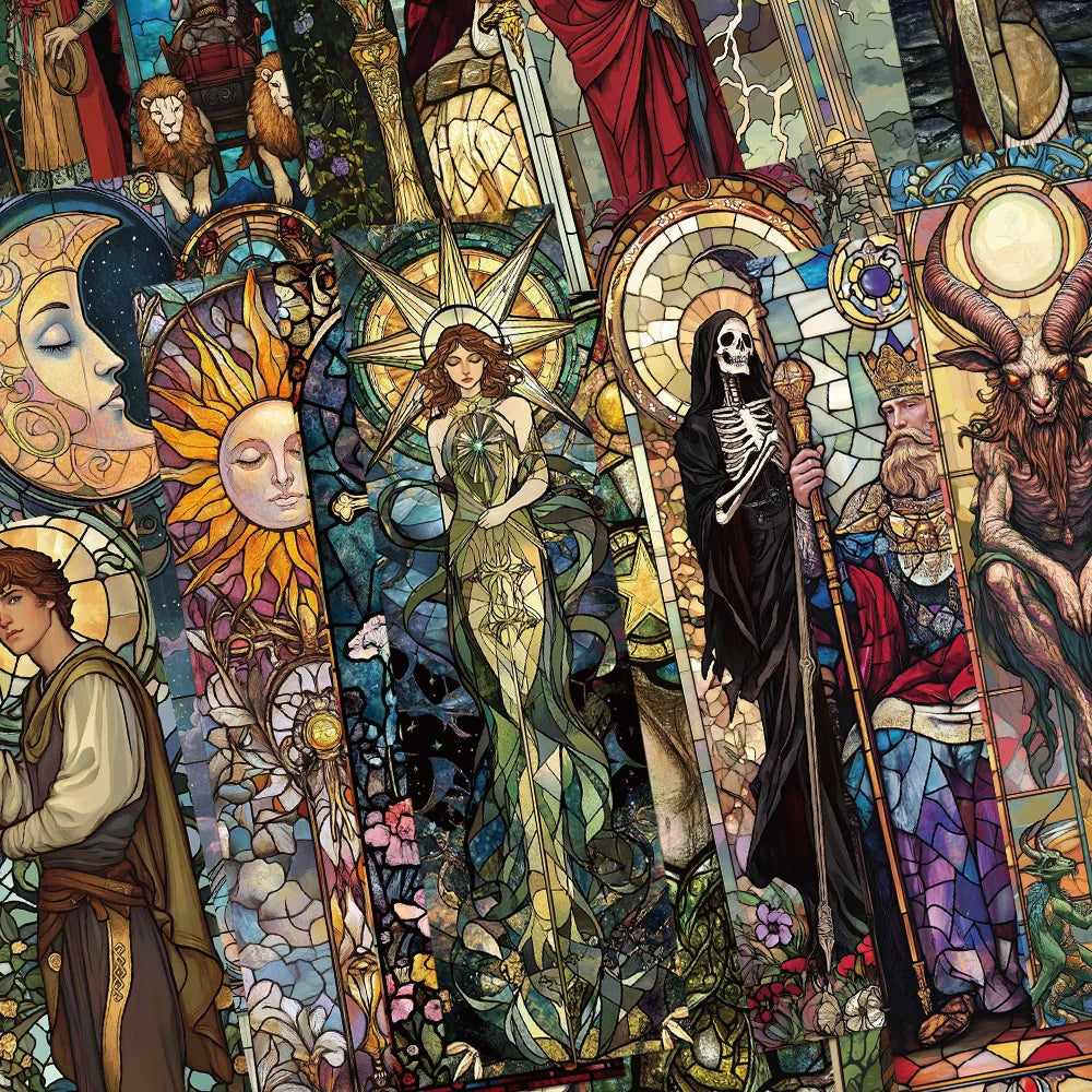 Set of 30 Stained Glass Tarot Bookmarks – Perfect for Students, Crafts & Page Marking