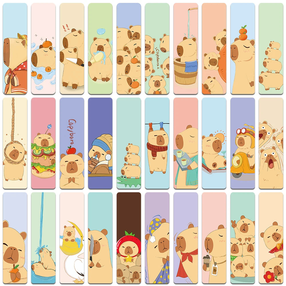 Set of 30 Cute Capybara Bookmarks – Adorable Page Markers for Readers