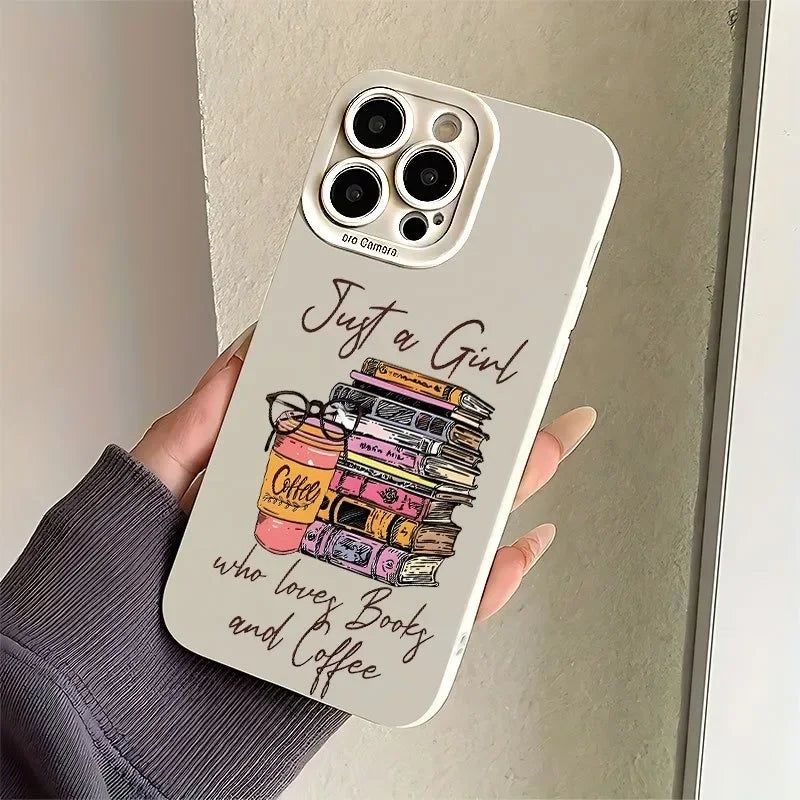 “Just a Girl Who Loves Books & Coffee” iPhone Case – Compatible with iPhone 7 to 17 Series