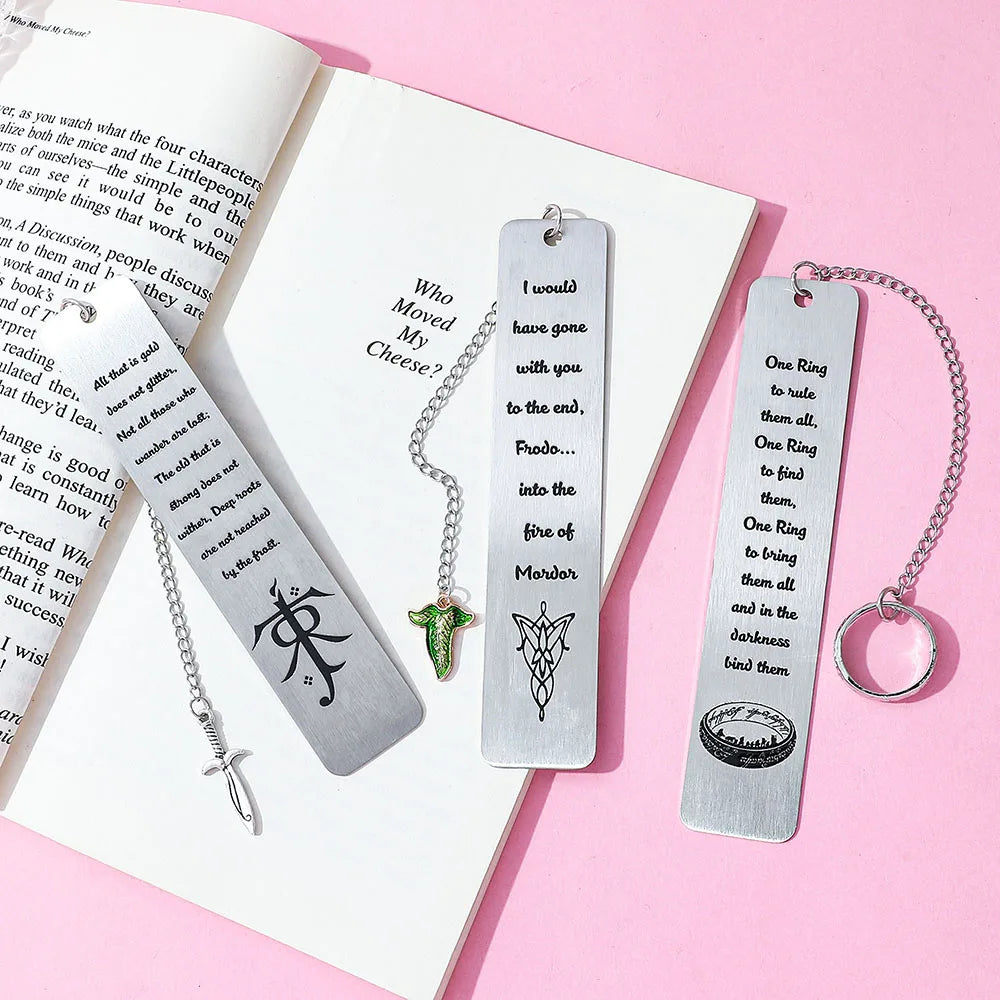 Lord of the Rings-Inspired Metal Bookmark with Ring Charm – Literary Gift for Fantasy Lovers