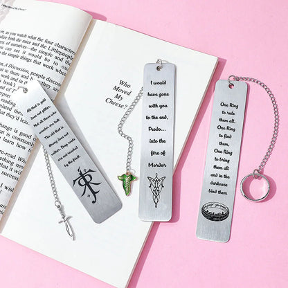Lord of the Rings-Inspired Metal Bookmark with Ring Charm – Literary Gift for Fantasy Lovers