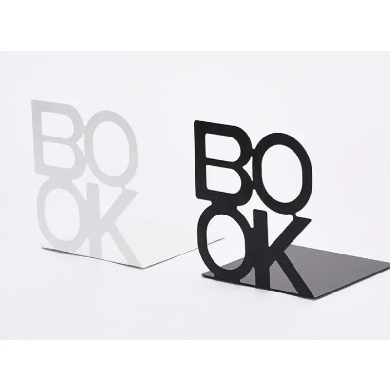 “BOOK” Iron Bookend – Stylish Decorative Shelf Holder for Readers, Home & Office